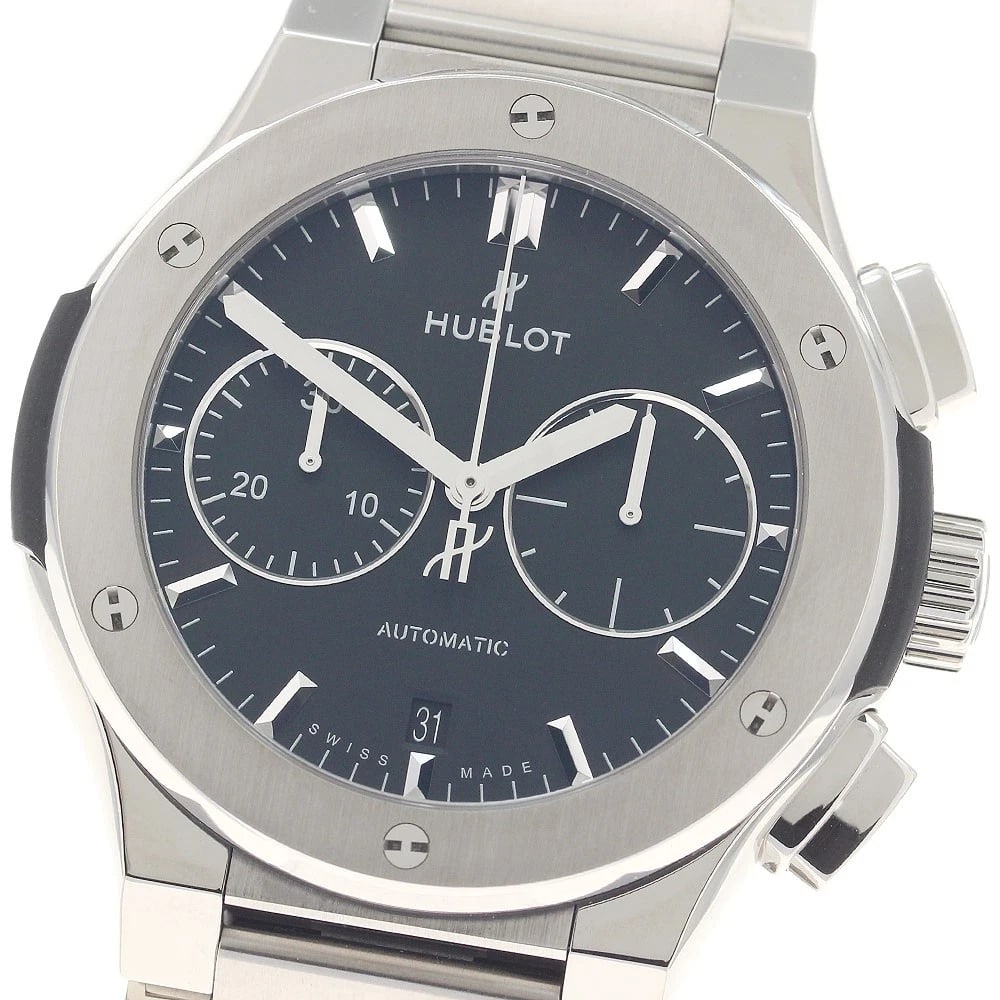 HUBLOT CLASSIC FUSION CHRONOGRAPH AUTOMATIC WATCH: HUBLOT Classic fusion Chronograph Automatic Watch Brand: HUBLOT Type/Style: Wristwatch Material: Band Material titanium, Case Material titanium Color: Band Color Silver, Case Color Silver, Dial Color 