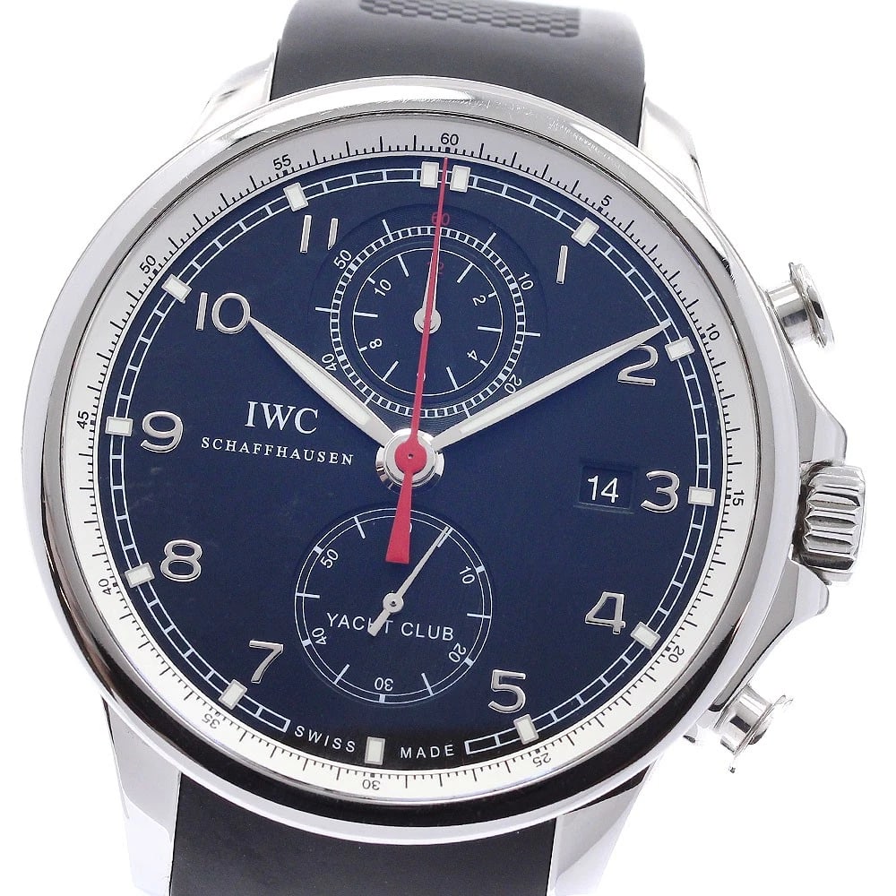 IWC SCHAFFHAUSEN PORTUGESE YACHT CLUB AUTOMATIC WATCH: IWC SCHAFFHAUSEN Portugese Yacht Club Automatic Watch Brand: IWC SCHAFFHAUSEN Type/Style: Wristwatch Material: Band Material rubber, Case Material Stainless Steel Color: Band Color black, Case Color S