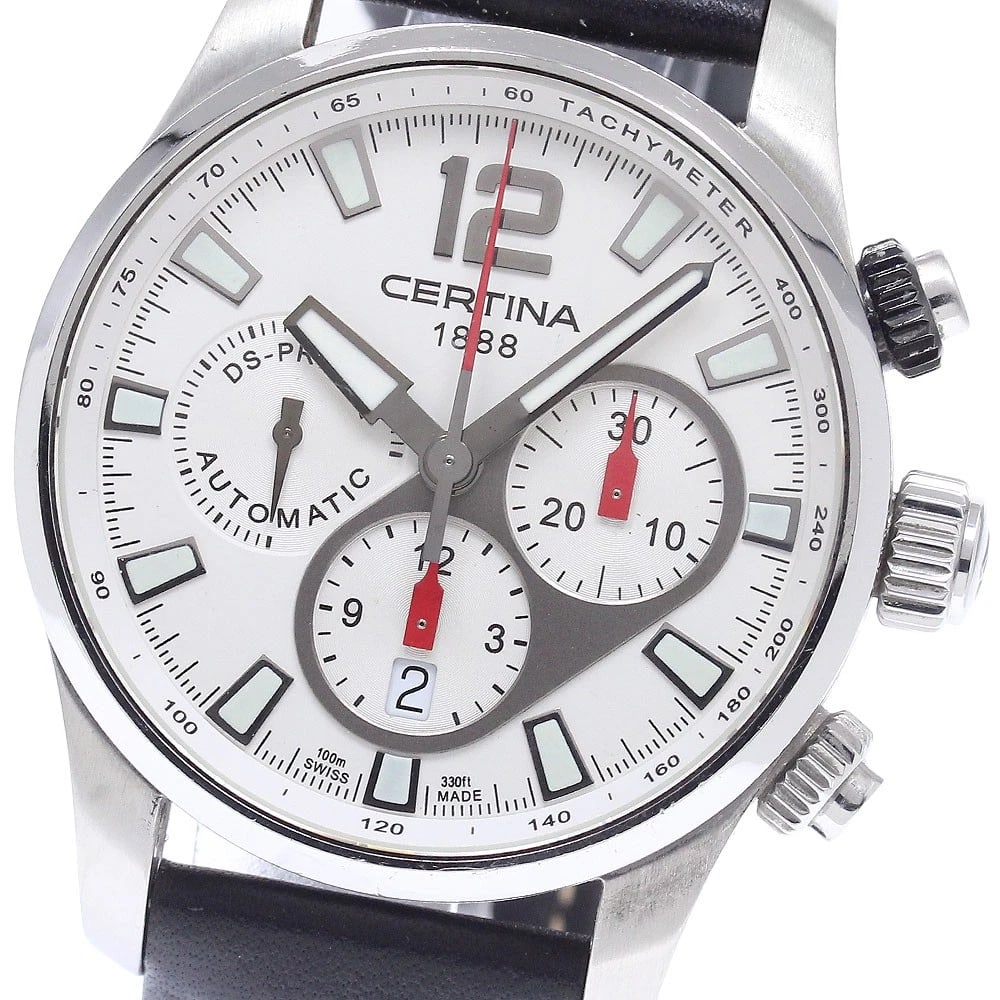 CERTINA DS PRINCE CHRONOGRAPH AUTOMATIC WATCH: CERTINA DS PRINCE Chronograph Automatic Watch Brand: CERTINA Type/Style: Wristwatch Material: Band Material leather, Case Material Stainless Steel Color: Band Color black, Case Color Silver, Dial Colo