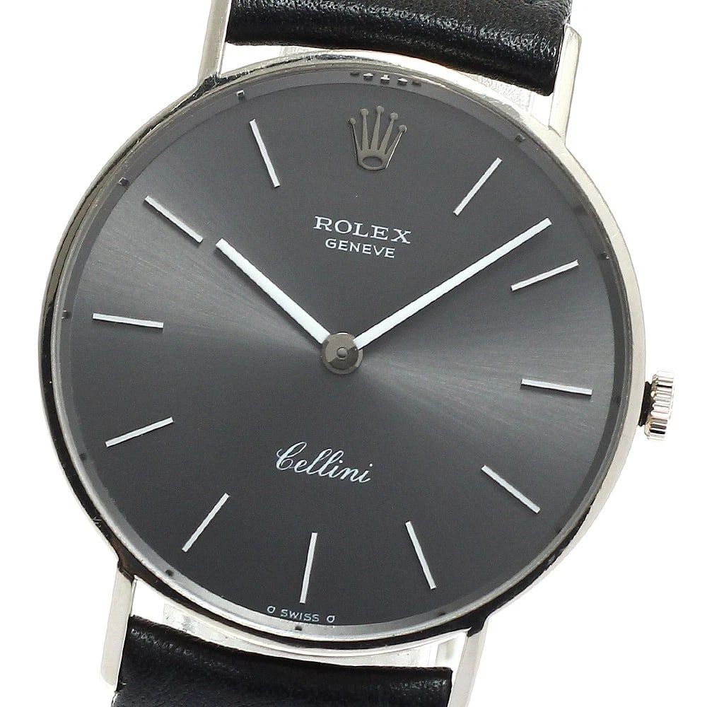 ROLEX CELLINI K18WG SILVER DIAL HAND WINDING WATCH: ROLEX Cellini K18WG Silver Dial Hand Winding Watch Brand: ROLEX Type/Style: Wristwatch Material: Band Material Leather/(Buckle K18WG), Case Material K18WG Color: Band Color black, Case Color Silver, D