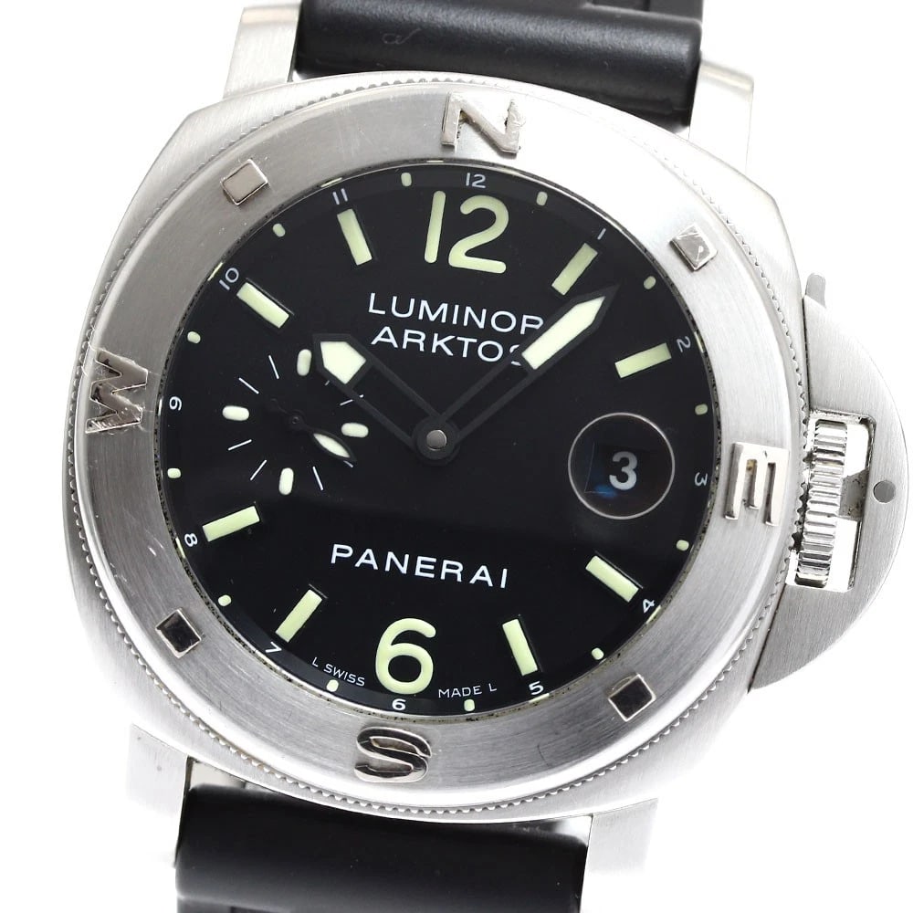 OFFICINE PANERAI LUMINOR ARCTOS DATE AUTOMATIC WATCH: OFFICINE PANERAI Luminor Arctos Date Automatic Watch Brand: OFFICINE PANERAI Type/Style: Wristwatch Material: Band Material rubber, Case Material Stainless Steel Color: Band Color black, Case Color