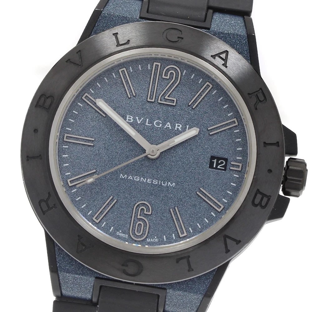 BVLGARI DIAGONO MAGNESIUM BLUE DIAL AUTOMATIC WATCH: BVLGARI Diagono Magnesium Blue Dial Automatic Watch Brand: BVLGARI Type/Style: Wristwatch Material: Band Material rubber, Case Material ceramic/magnesium Color: Band Color black, Case Color Black /