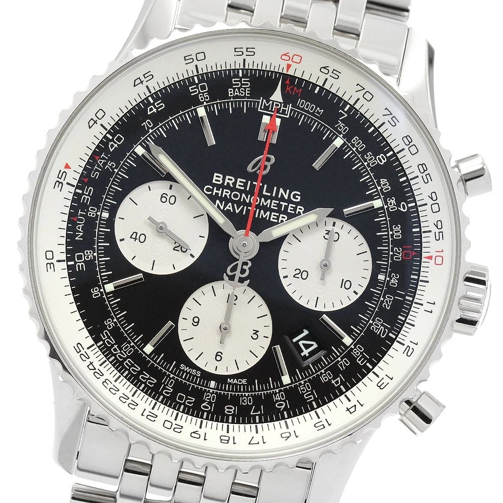 BREITLING NAVITIMER CHRONOGRAPH 43 DATE AUTOMATIC WATCH: BREITLING Navitimer Chronograph 43 Date Automatic Watch Brand: BREITLING Type/Style: Wristwatch Material: Band Material Stainless Steel, Case Material Stainless Steel Color: Band Color Silver, Case