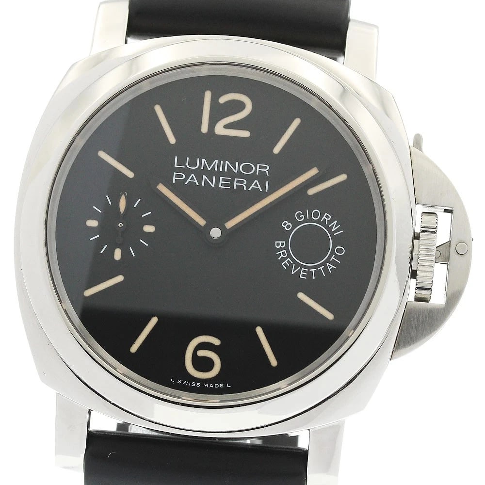 PANERAI LUMINOR MARINA ACCIAO HAND WINDING WATCH: PANERAI Luminor Marina Acciao Hand Winding Watch Brand: PANERAI Type/Style: Wristwatch Material: Band Material rubber, Case Material Stainless Steel Color: Band Color black, Case Color Silver, Dial Co