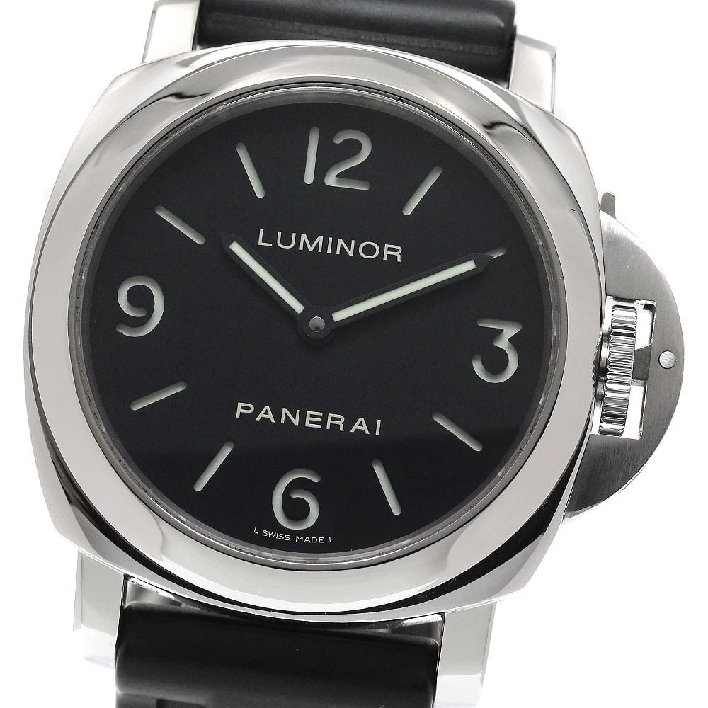 PANERAI LUMINOR BASE BLACK DIAL HAND WINDING WATCH: PANERAI Luminor Base black Dial Hand Winding Watch Brand: PANERAI Type/Style: Wristwatch Material: Band Material rubber, Case Material Stainless Steel Color: Band Color black, Case Color Silver, Dial