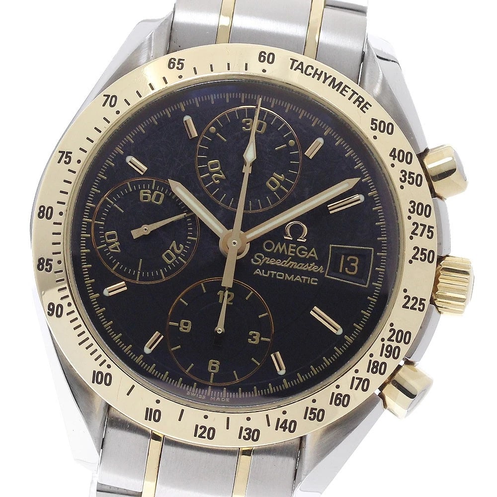 OMEGA SPEEDMASTER CHRONOGRAPH DATE AUTOMATIC WATCH: OMEGA Speedmaster Chronograph Date Automatic Watch Brand: OMEGA Type/Style: Wristwatch Material: Band Material Stainless Steel/YG, Case Material Stainless Steel/YG Color: Band Color Silver / Gold,