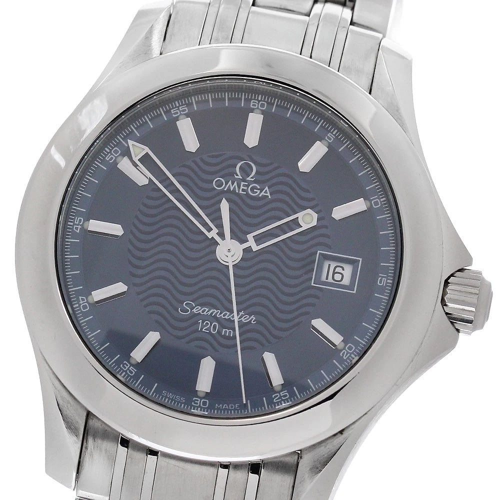 OMEGA SEAMASTER DATE NAVY DIAL QUARTZ WATCH: OMEGA Seamaster Date Navy Dial Quartz Watch Brand: OMEGA Type/Style: Wristwatch Material: Band Material Stainless Steel, Case Material Stainless Steel Color: Band Color Silver, Case Color Silver,
