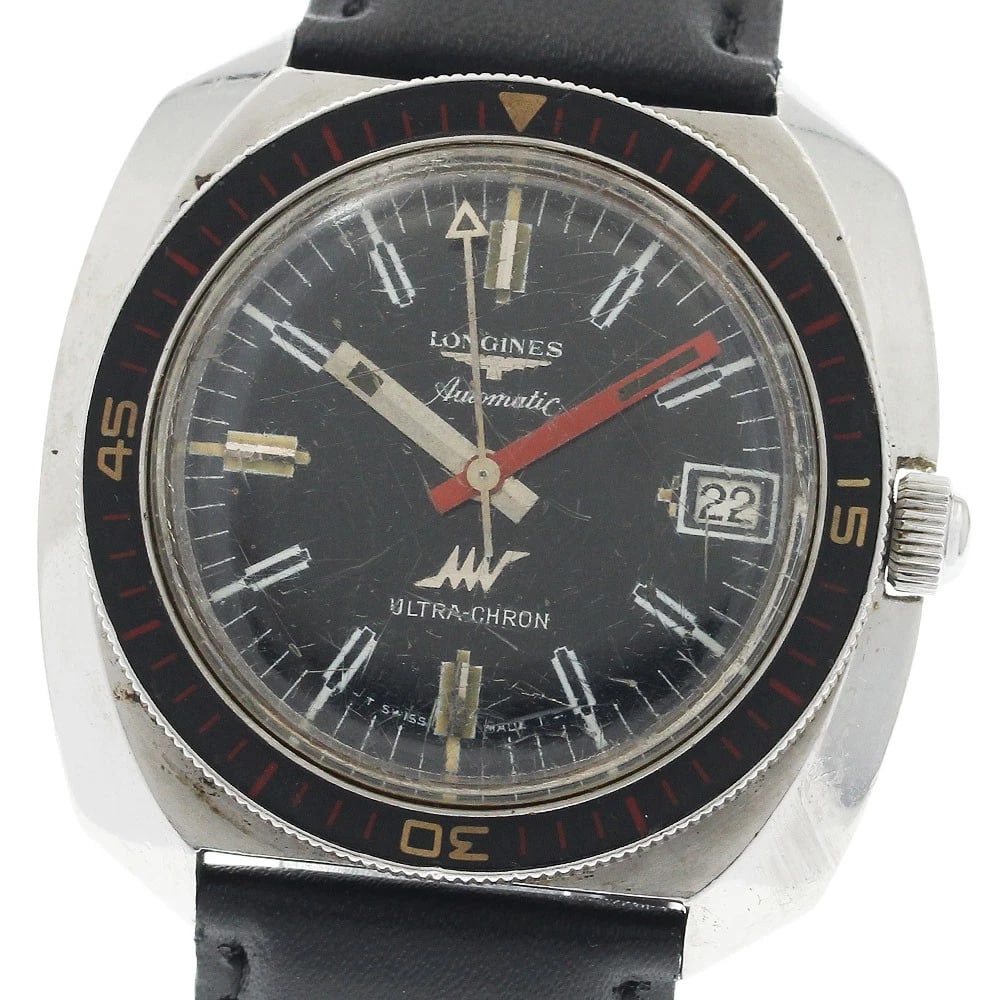 LONGINES ULTRACHRON DIVER DATE BLACK DIAL AUTOMATIC WATCH (1 of 2)