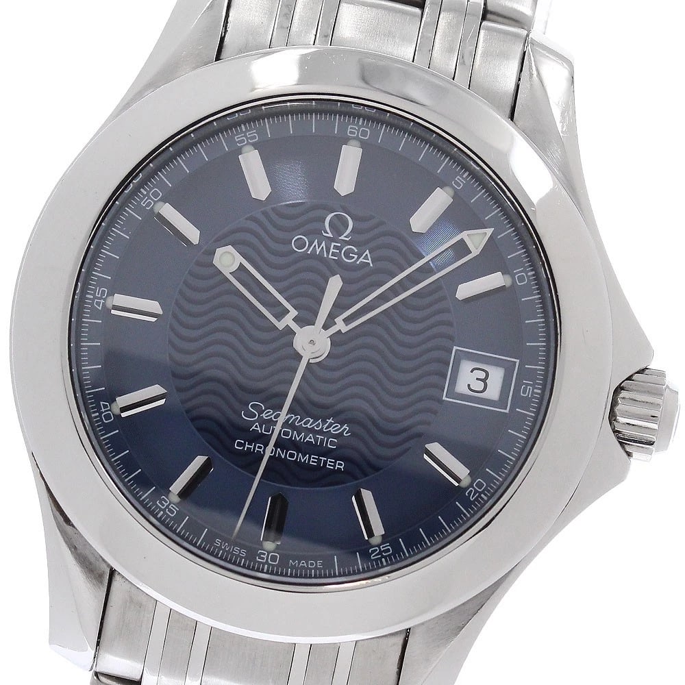 OMEGA SEAMASTER DATE NAVY DIAL AUTOMATIC WATCH: OMEGA Seamaster Date Navy Dial Automatic Watch Brand: OMEGA Type/Style: Wristwatch Material: Band Material Stainless Steel, Case Material Stainless Steel Color: Band Color Silver, Case Color Silver, D
