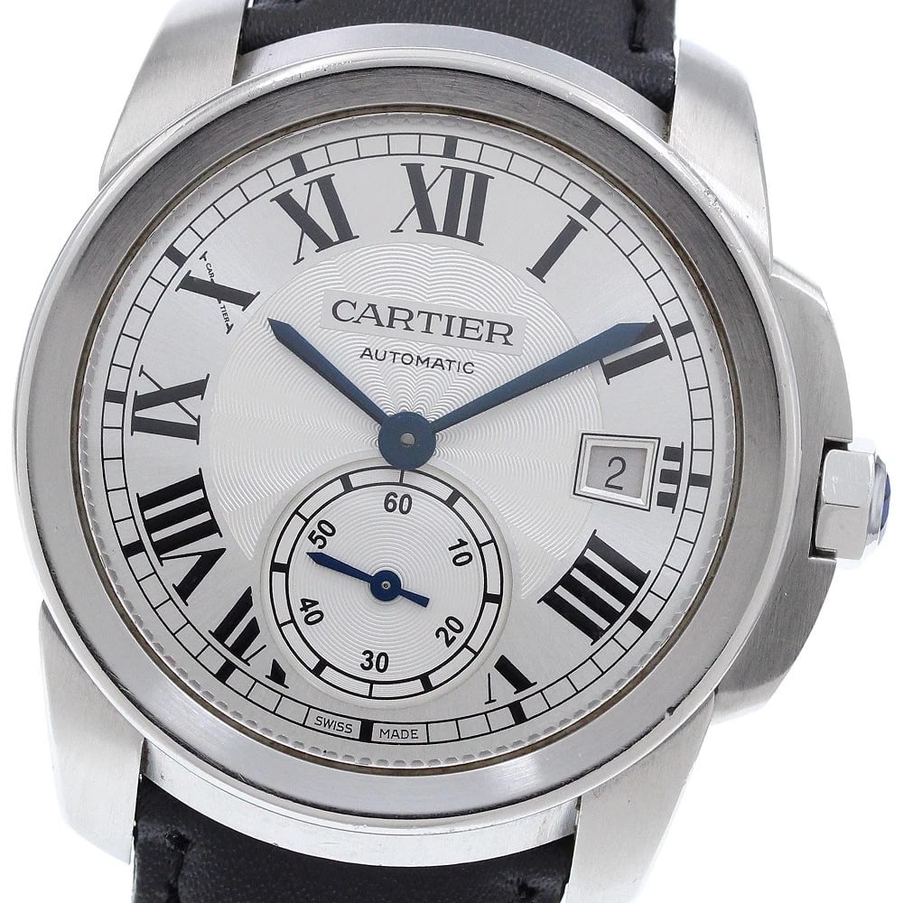 CARTIER CALIBRE DE CARTIER SMALL SECOND AUTOMATIC WATCH: CARTIER Calibre de Cartier Small Second Automatic Watch Brand: CARTIER Type/Style: Wristwatch Material: Band Material leather, Case Material Stainless Steel Color: Band Color black, Case Color