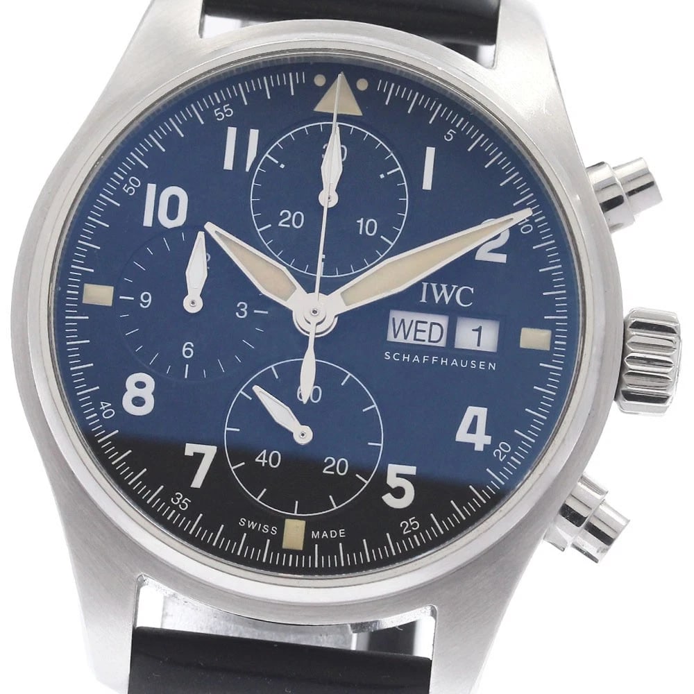 IWC SCHAFFHAUSEN PILOT WATCH SPIT FIRE AUTOMATIC WATCH: IWC SCHAFFHAUSEN Pilot watch spit fire Automatic Watch Brand: IWC SCHAFFHAUSEN Type/Style: Wristwatch Material: Band Material rubber, Case Material Stainless Steel Color: Band Color black, Case Color 