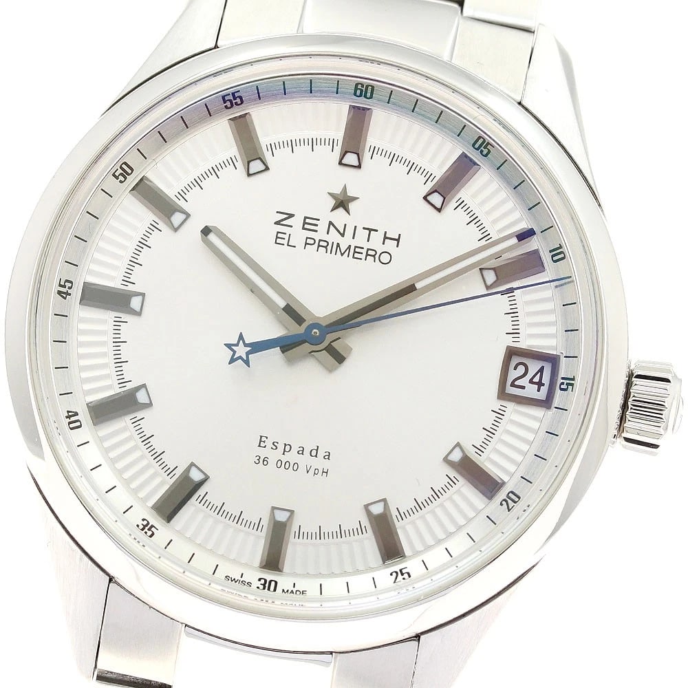 ZENITH EL PRIMERO ESPADA SILVER DIAL AUTOMATIC WATCH: ZENITH El Primero Espada Silver Dial Automatic Watch Brand: ZENITH Type/Style: Wristwatch Material: Band Material Stainless Steel, Case Material Stainless Steel Color: Band Color Silver, Case Color Si