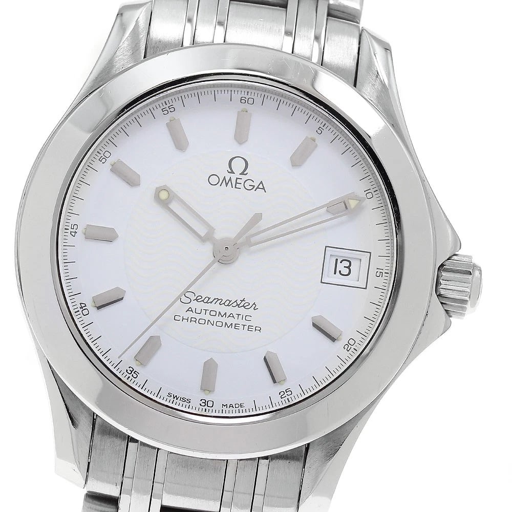 OMEGA SEAMASTER DATE WHITE DIAL AUTOMATIC WATCH: OMEGA Seamaster Date white Dial Automatic Watch Brand: OMEGA Type/Style: Wristwatch Material: Band Material Stainless Steel, Case Material Stainless Steel Color: Band Color Silver, Case Color Silver, 
