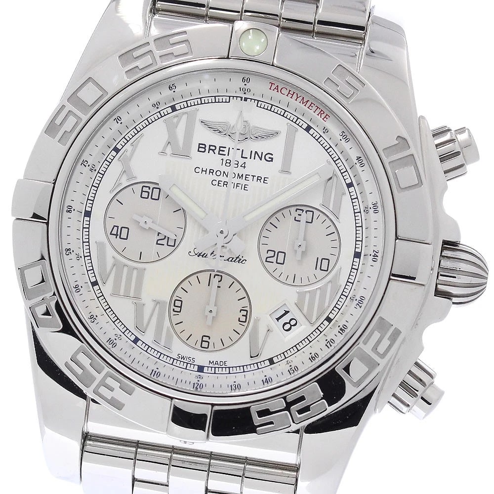 BREITLING CHRONOM44 CHRONOGRAPH SILVER DIAL AUTOMATIC WATCH: BREITLING Chronom44 Chronograph Silver Dial Automatic Watch Brand: BREITLING Type/Style: Wristwatch Material: Band Material Stainless Steel, Case Material Stainless Steel Color: Band Color Silver,