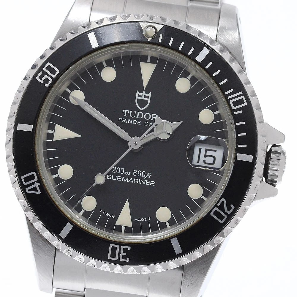 TUDOR PRINCE DATE SUBMARINER BLACK DIAL AUTOMATIC WATCH: TUDOR Prince Date Submariner black Dial Automatic Watch Brand: TUDOR Type/Style: Wristwatch Material: Band Material Stainless Steel, Case Material Stainless Steel Color: Band Color Silver, Case Color