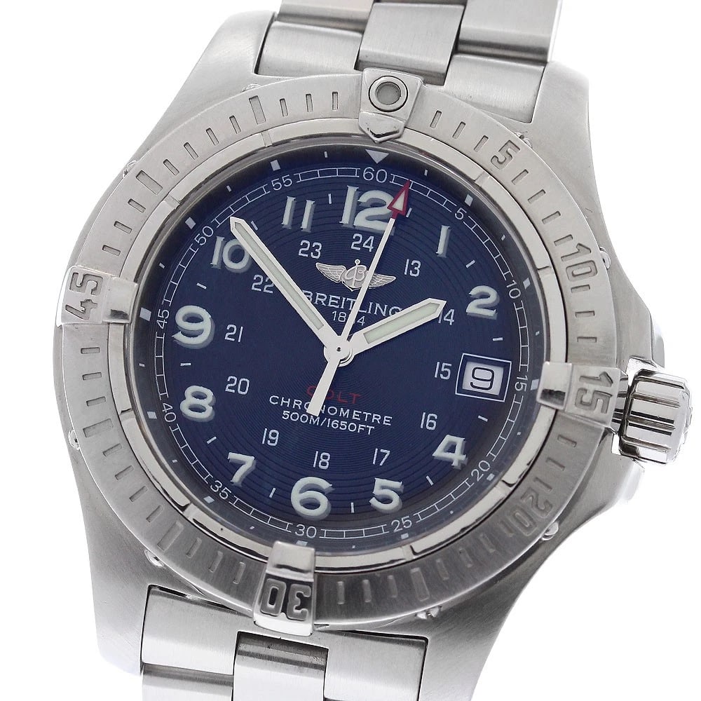 BREITLING COLT DATE BLACK DIAL QUARTZ WATCH: BREITLING Colt Date black Dial Quartz Watch Brand: BREITLING Type/Style: Wristwatch Material: Band Material Stainless Steel, Case Material Stainless Steel Color: Band Color Silver, Case Color Silver, 