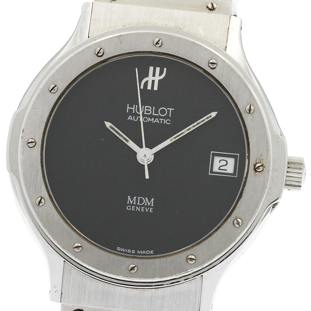 HUBLOT MDM CLASSIC DATE BLACK DIAL AUTOMATIC WATCH: HUBLOT MDM Classic Date black Dial Automatic Watch Brand: HUBLOT Type/Style: Wristwatch Material: Band Material rubber, Case Material Stainless Steel Color: Band Color black, Case Color Silver, Dial
