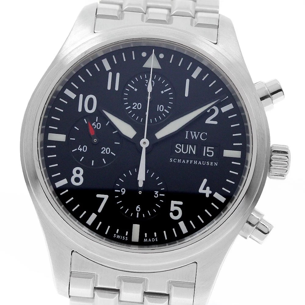 IWC SCHAFFHAUSEN PILOT WATCH CHRONOGRAPH AUTOMATIC WATCH: IWC SCHAFFHAUSEN Pilot watch Chronograph Automatic Watch Brand: IWC SCHAFFHAUSEN Type/Style: Wristwatch Material: Band Material Stainless Steel, Case Material Stainless Steel Color: Band Color