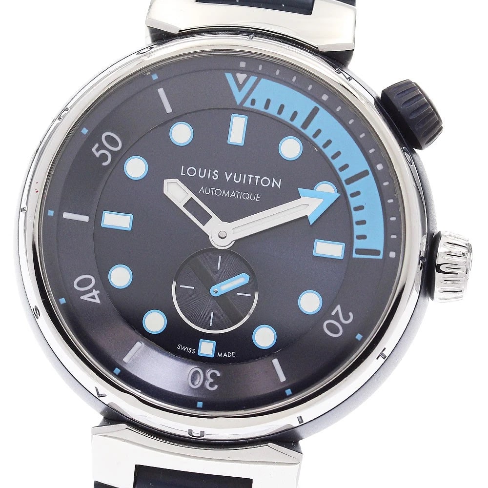 LOUIS VUITTON TAMBOUR STREET DIVER NAVY DIAL AUTOMATIC WATCH: LOUIS VUITTON Tambour Street Diver Navy Dial Automatic Watch Brand: LOUIS VUITTON Type/Style: Wristwatch Material: Band Material rubber, Case Material Stainless Steel Color: Band Color Navy, Case
