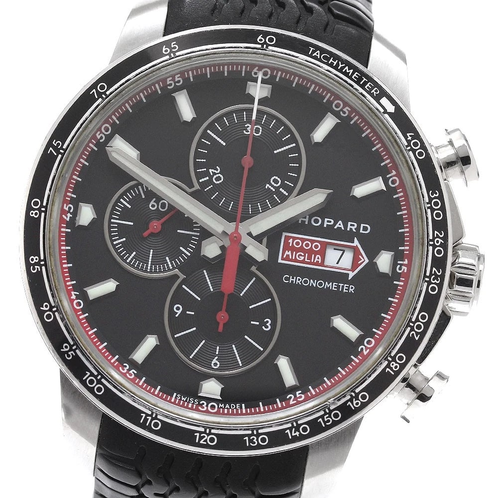 CHOPARD MILLE MIGLIA GTS CHRONOGRAPH BLACK DIAL AUTOMATIC WATCH: Chopard Mille Miglia GTS Chronograph black Dial Automatic Watch Brand: Chopard Type/Style: Wristwatch Material: Band Material rubber, Case Material Stainless Steel Color: Band Color black, Case Color