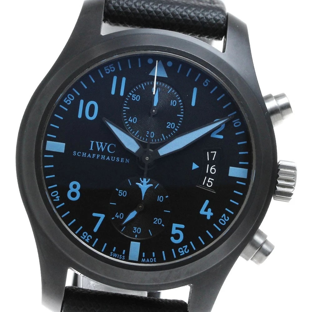 IWC SCHAFFHAUSEN PILOT WATCH TOP GUN MIRAMAR AUTOMATIC WATCH: IWC SCHAFFHAUSEN Pilot Watch Top Gun Miramar Automatic Watch Brand: IWC SCHAFFHAUSEN Type/Style: Wristwatch Material: Band Material Nylon / leather, Case Material Ceramic / titanium Color: Band Color 