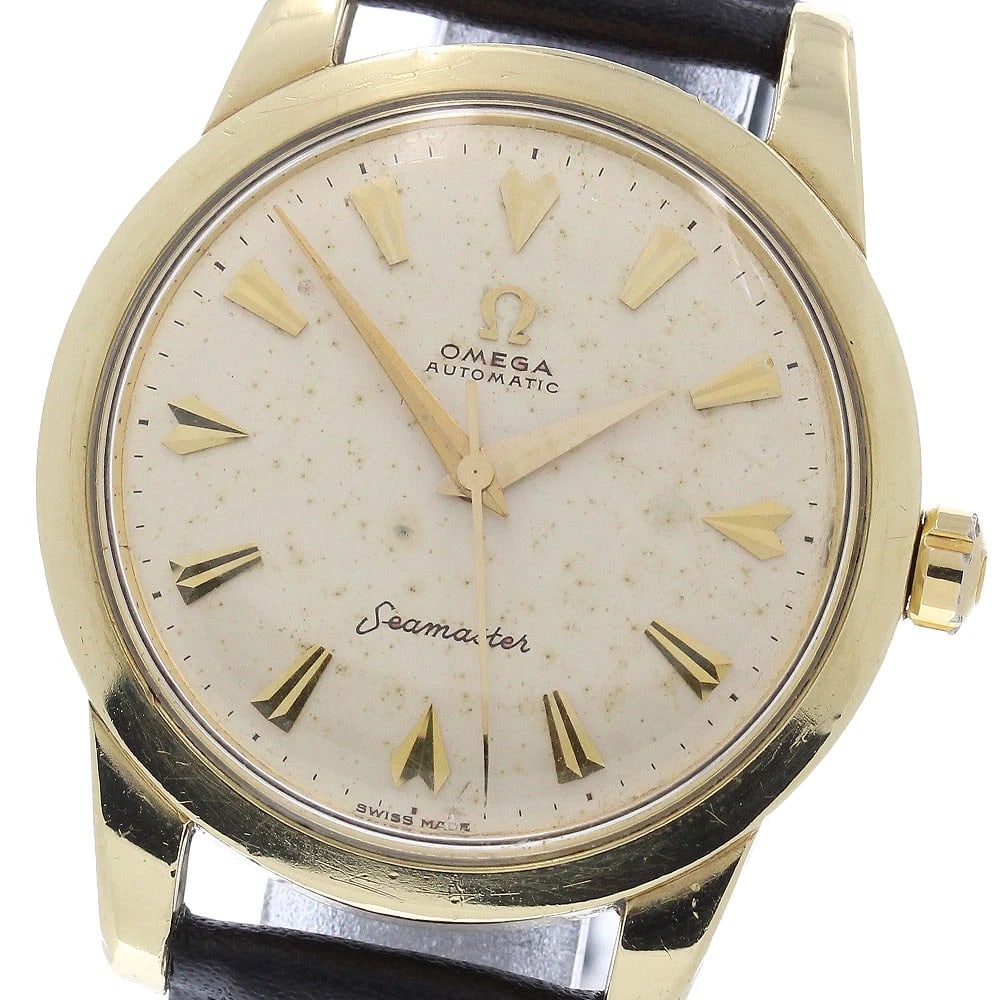 OMEGA SEAMASTER AUTOMATIC WATCH: OMEGA Seamaster Automatic Watch Brand: OMEGA Type/Style: Wristwatch Material: Band Material leather, Case Material Stainless Steel/Gold Plated Color: Band Color black, Case Color Gold / Silver, Dial