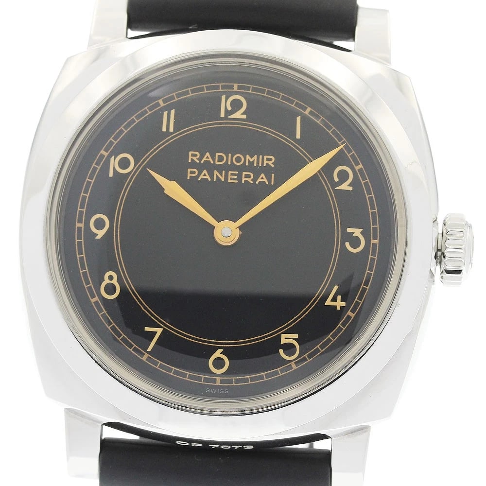 PANERAI RADIOMIR ACCIAIO HAND WINDING WATCH: PANERAI Radiomir Acciaio Hand Winding Watch Brand: PANERAI Type/Style: Wristwatch Material: Band Material rubber, Case Material Stainless Steel Color: Band Color black, Case Color Silver, Dial Color