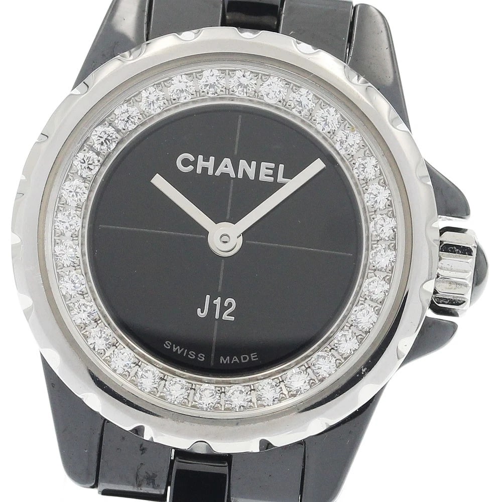 CHANEL J12 BLACK CERAMIC DIAMOND BLACK DIAL QUARTZ WATCH: CHANEL J12 Black ceramic diamond black Dial Quartz Watch Brand: CHANEL Type/Style: Wristwatch Material: Band Material Ceramic / Stainless Steel, Case Material Ceramic / Stainless Steel Color: Band