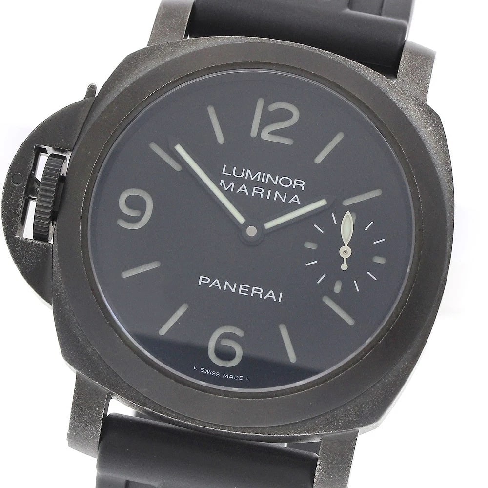PANERAI LUMINOR MARINA LIMITED HAND WINDING WATCH: PANERAI Luminor Marina Limited Hand Winding Watch Brand: PANERAI Type/Style: Wristwatch Material: Band Material rubber, Case Material stainless steel Color: Band Color black, Case Color black, Dial