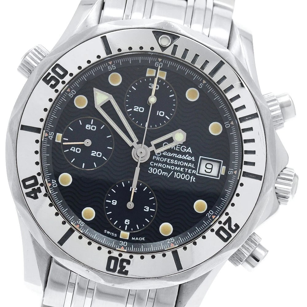 OMEGA SEAMASTER CHRONOGRAPH DATE NAVY DIAL AUTOMATIC WATCH: OMEGA Seamaster Chronograph Date Navy Dial Automatic Watch Brand: OMEGA Type/Style: Wristwatch Material: Band Material Stainless Steel, Case Material Stainless Steel Color: Band Color Silver, Case