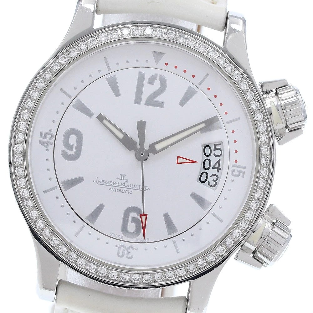 JAEGER-LECOULTRE MASTER COMPRESSOR DATE AUTOMATIC WATCH: JAEGER-LECOULTRE Master compressor Date Automatic Watch Brand: JAEGER-LECOULTRE Type/Style: Wristwatch Material: Band Material leather, Case Material Stainless Steel Color: Band Color white, Case