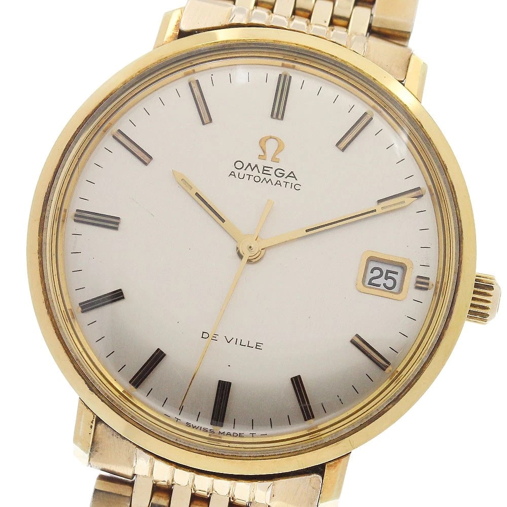 OMEGA DE VILLE DATE AUTOMATIC WATCH: OMEGA De Ville Date Automatic Watch Brand: OMEGA Type/Style: Wristwatch Material: Band Material Stainless Steel/Gold Plated, Case Material Stainless Steel/Gold Plated Color: Band Color Silver / Gold,