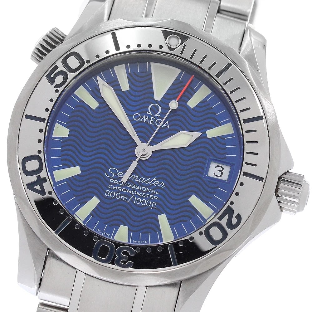 OMEGA SEAMASTER DATE BLUE DIAL AUTOMATIC WATCH: OMEGA Seamaster Date blue Dial Automatic Watch Brand: OMEGA Type/Style: Wristwatch Material: Band Material Stainless Steel, Case Material Stainless Steel Color: Band Color Silver, Case Color Silver, D