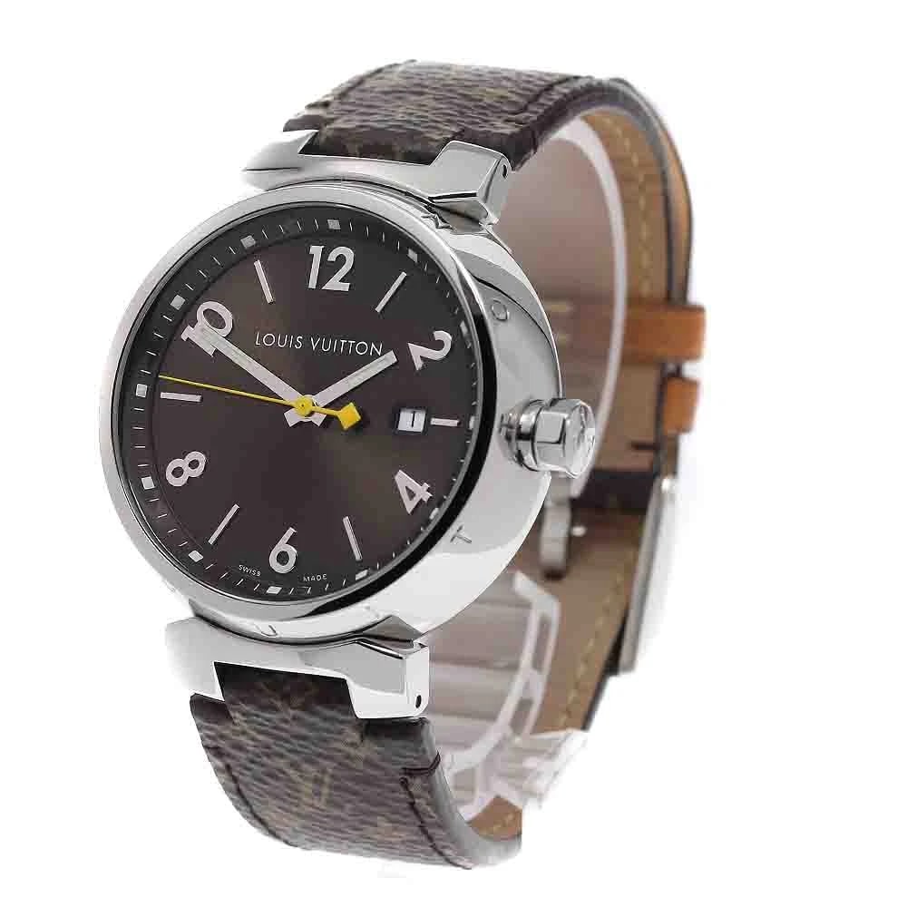 LOUIS VUITTON TAMBOUR DATE BROWN DIAL QUARTZ WATCH - 2