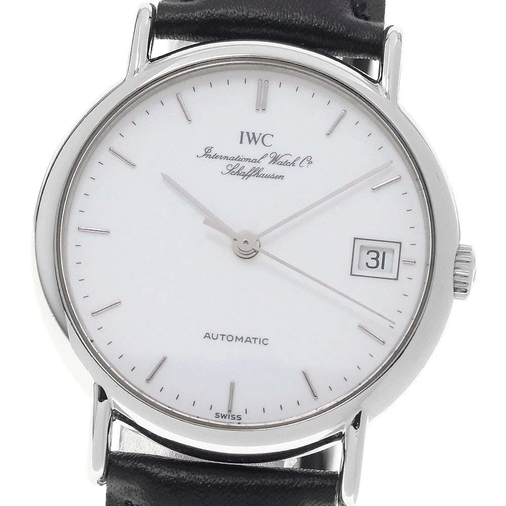 IWC SCHAFFHAUSEN PORTOFINO DATE WHITE DIAL AUTOMATIC WATCH: IWC SCHAFFHAUSEN Portofino Date white Dial Automatic Watch Brand: IWC SCHAFFHAUSEN Type/Style: Wristwatch Material: Band Material leather, Case Material Stainless Steel Color: Band Color black, Case