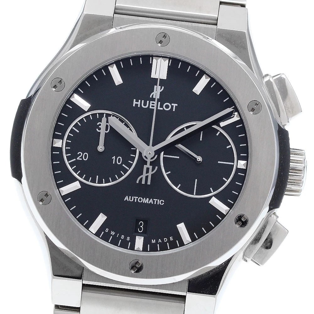 HUBLOT CLASSIC FUSION CHRONOGRAPH AUTOMATIC WATCH: HUBLOT Classic fusion Chronograph Automatic Watch Brand: HUBLOT Type/Style: Wristwatch Material: Band Material titanium, Case Material titanium Color: Band Color Silver, Case Color Silver, Dial Color 