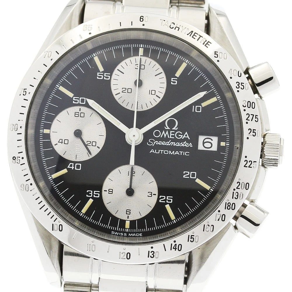 OMEGA SPEEDMASTER DATE CHRONOGRAPH AUTOMATIC WATCH: OMEGA Speedmaster Date Chronograph Automatic Watch Brand: OMEGA Type/Style: Wristwatch Material: Band Material Stainless Steel, Case Material Stainless Steel Color: Band Color Silver, Case Color