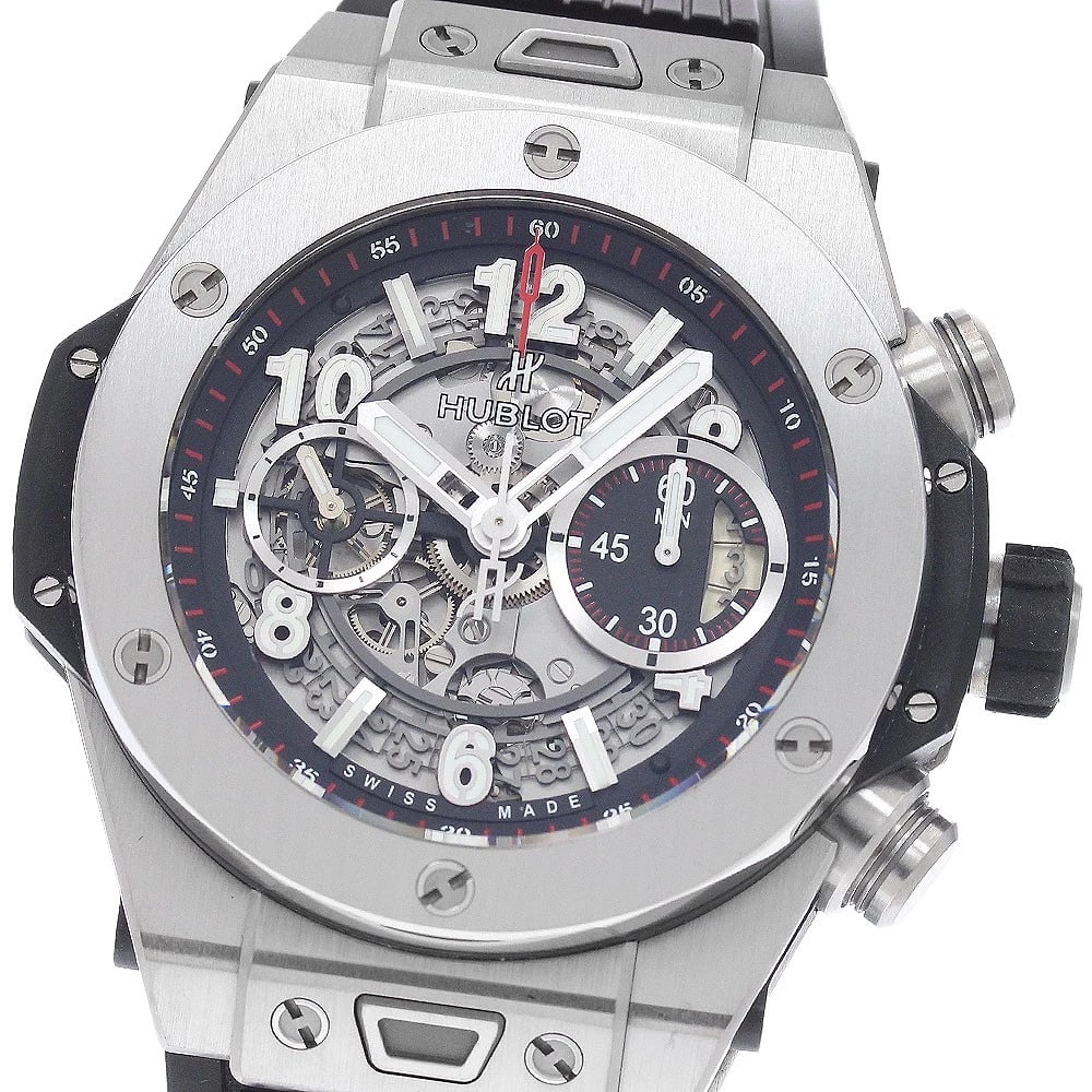 HUBLOT BIG BANG UNICO TITANIUM AUTOMATIC WATCH: HUBLOT Big Bang Unico Titanium Automatic Watch Brand: HUBLOT Type/Style: Wristwatch Material: Band Material rubber, Case Material Titanium / ceramic Color: Band Color black, Case Color Silver /