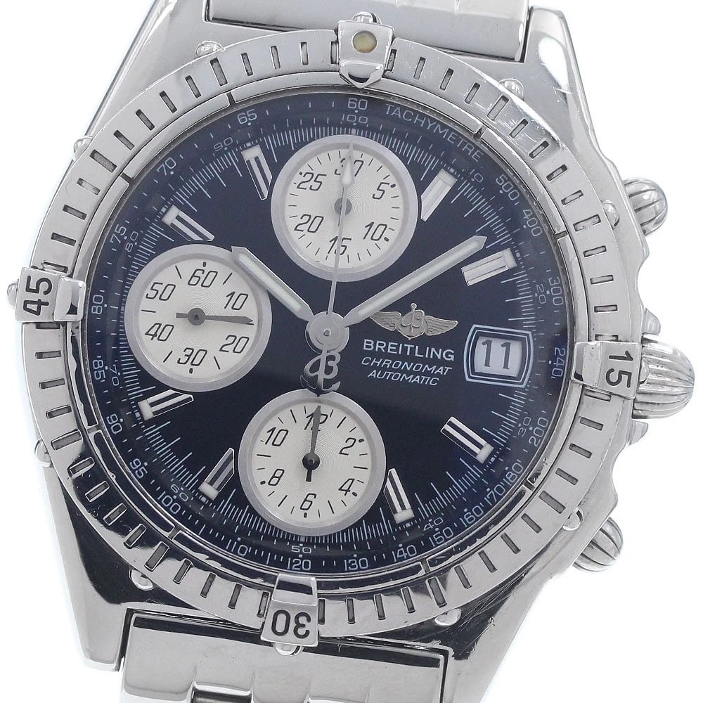 BREITLING CHRONOMDATE BLACK DIAL AUTOMATIC WATCH: BREITLING ChronomDate black Dial Automatic Watch Brand: BREITLING Type/Style: Wristwatch Material: Band Material Stainless Steel, Case Material Stainless Steel Color: Band Color Silver, Case Color