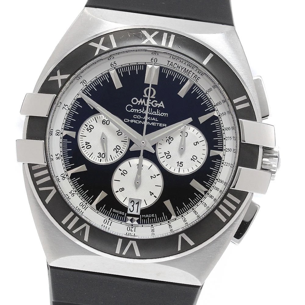 OMEGA CONSTELLATION DOUBLE EAGLE AUTOMATIC WATCH: OMEGA Constellation Double Eagle Automatic Watch Brand: OMEGA Type/Style: Wristwatch Material: Band Material rubber, Case Material Stainless Steel Color: Band Color black, Case Color Silver, Dial Colo