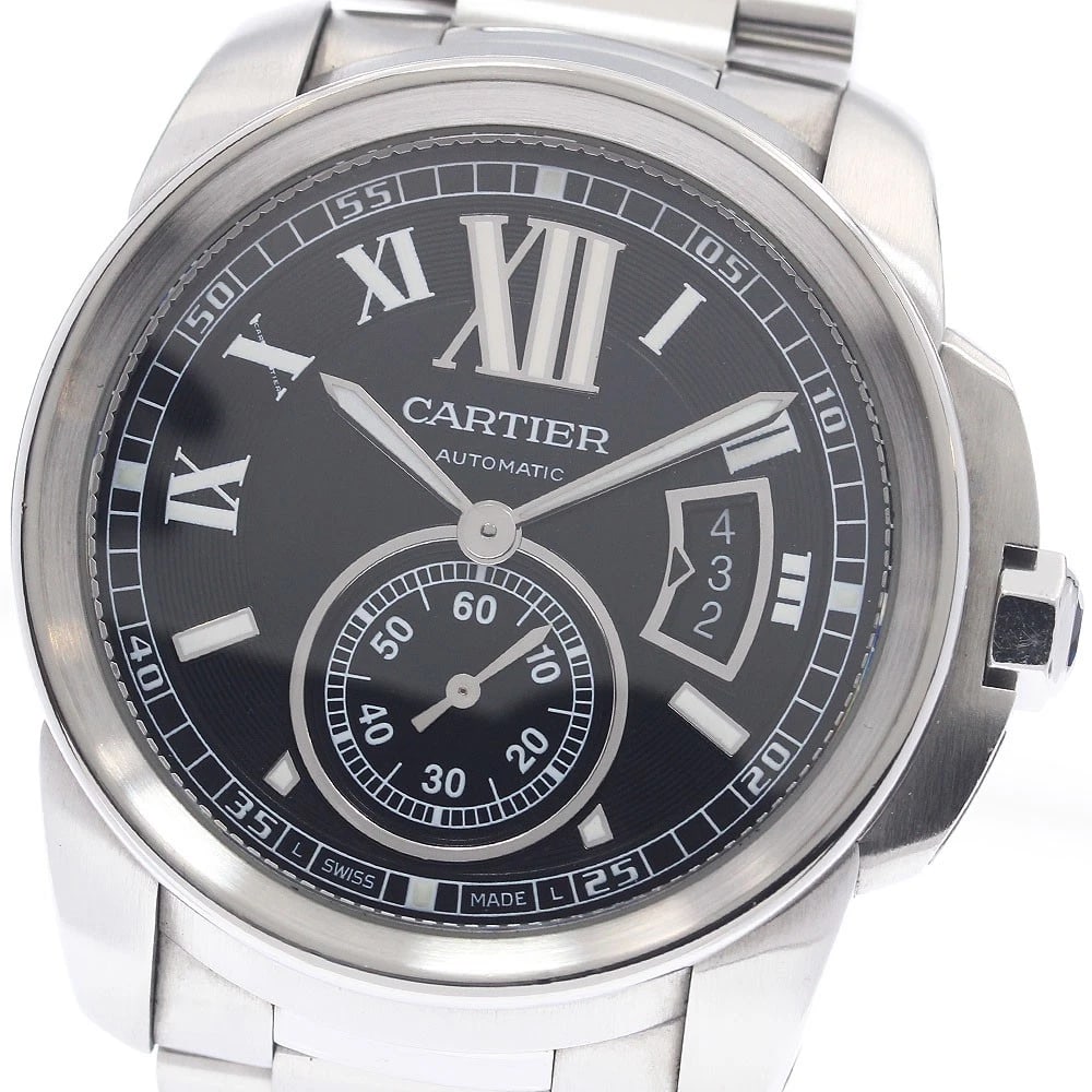 CARTIER CALIBRE DE CARTIER SMALL SECONDS AUTOMATIC WATCH: CARTIER Calibre de Cartier Small seconds Automatic Watch Brand: CARTIER Type/Style: Wristwatch Material: Band Material Stainless Steel, Case Material Stainless Steel Color: Band Color Silver, Case