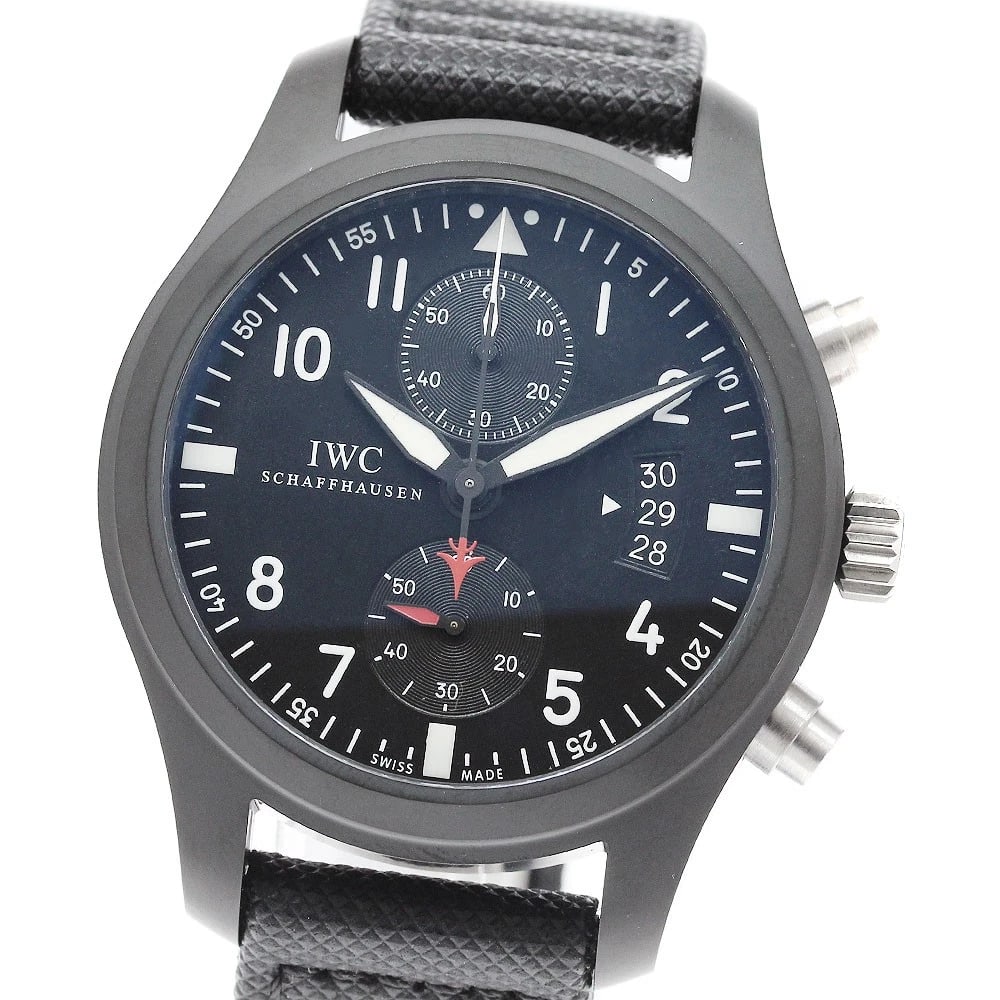 IWC SCHAFFHAUSEN PILOT WATCH AUTOMATIC WATCH: IWC SCHAFFHAUSEN Pilot watch Automatic Watch Brand: IWC SCHAFFHAUSEN Type/Style: Wristwatch Material: Band Material Leather / nylon, Case Material Titanium / ceramic Color: Band Color black, Case