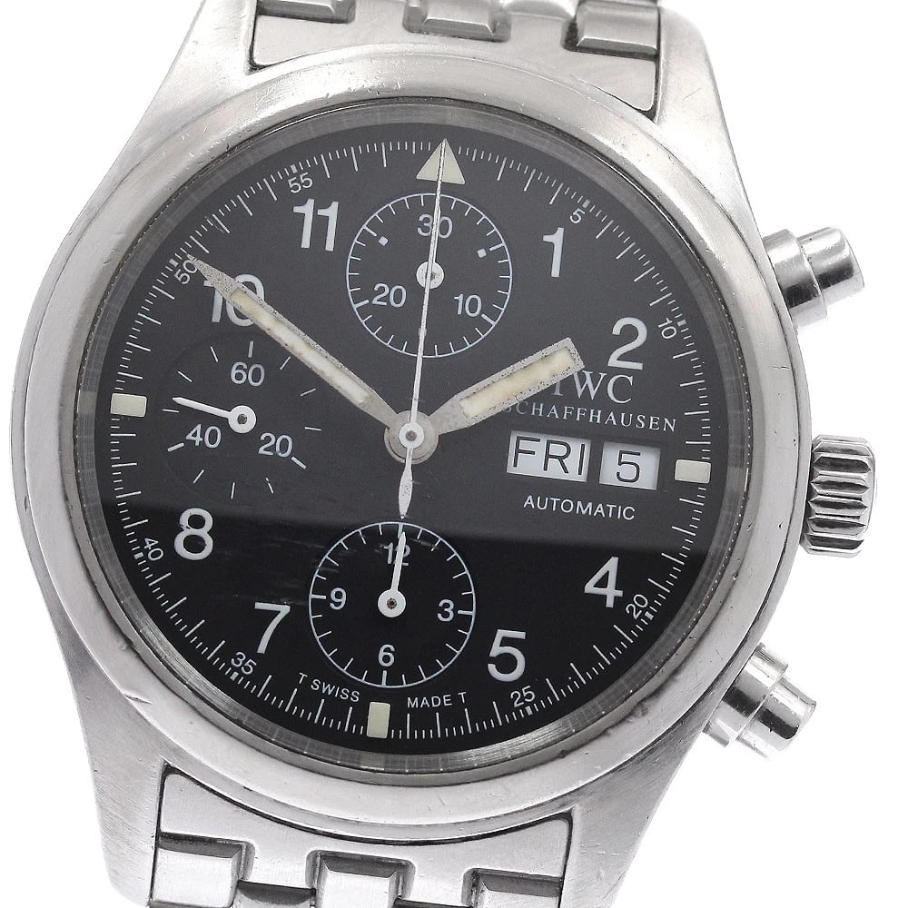 IWC SCHAFFHAUSEN PILOT FREEGER CHRONOGRAPH AUTOMATIC WATCH: IWC SCHAFFHAUSEN Pilot Freeger Chronograph Automatic Watch Brand: IWC SCHAFFHAUSEN Type/Style: Wristwatch Material: Band Material Stainless Steel, Case Material Stainless Steel Color: Band Color