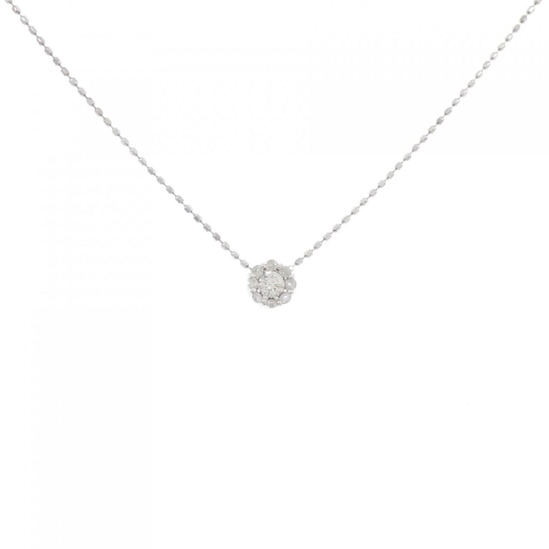 K18WG DIAMOND NECKLACE: K18WG Diamond Necklace Brand: Unbranded Type/Style: Diamond Necklace Material: K18WG Color: WG Size: Actual Size Pendant length approx. x width approx.: 4.9mmx4.9mm Chain maximum width approx.: 0.8mm