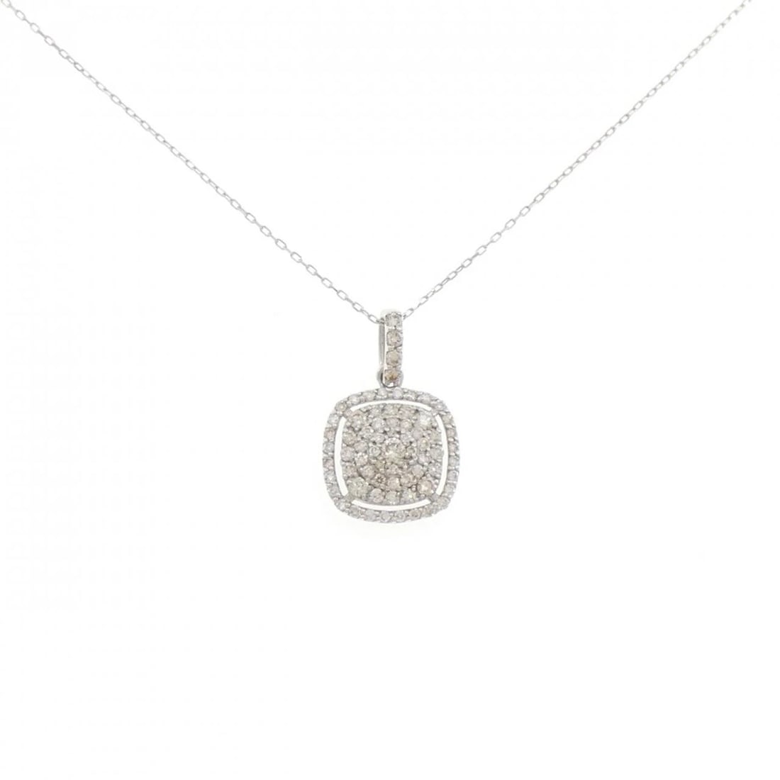 K18WG DIAMOND NECKLACE: K18WG Diamond Necklace Brand: Unbranded Type/Style: Diamond Necklace Material: K18WG Color: WG Size: Actual Size Pendant length approx. x width approx.: 16.5mmx10.4mm Chain maximum width approx.: