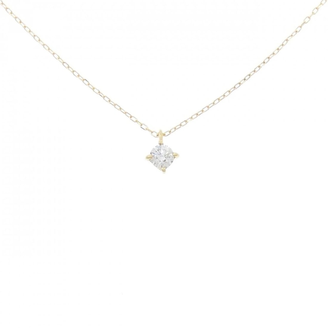 18K YELLOW GOLD SOLITAIRE DIAMOND NECKLACE: 18K Yellow Gold Solitaire Diamond Necklace Brand: Unbranded Type/Style: Diamond Necklace Material: K18 yellow gold Color: YG Size: Actual Size Pendant length approx. x width approx.: 7.0mmx5.1mm