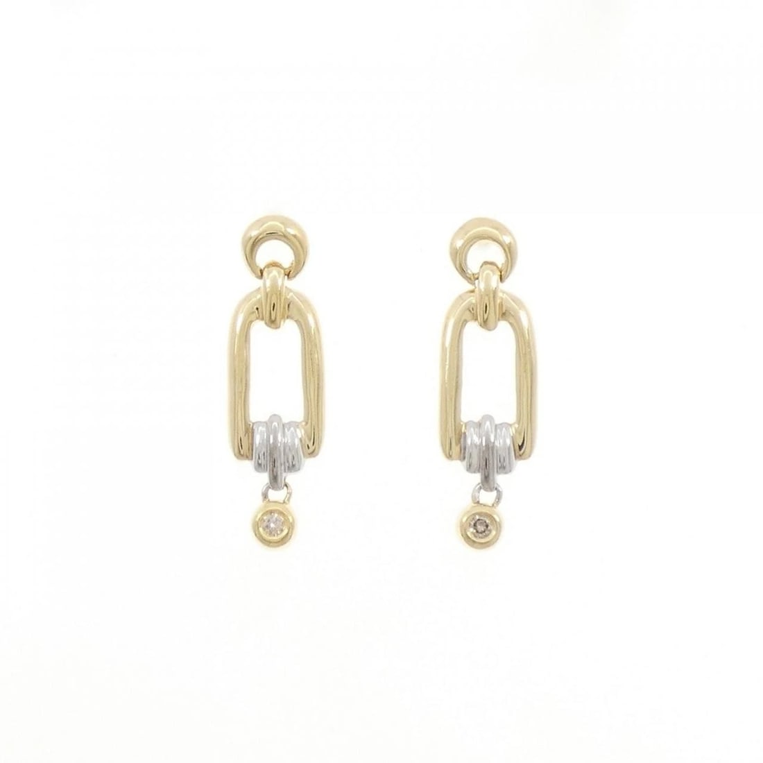 K18YG/K18WG DIAMOND PIERCE: K18YG/K18WG Diamond Pierce Brand: Unbranded Type/Style: Diamond Pierce/Earring Material: K18YG/K18WG Color: YG WG Size: Actual Size Approx. length x width: 24.4mm x 7.2mm Accessories: None