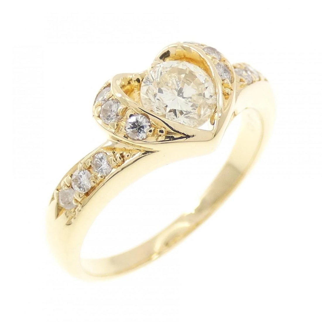 K18YG HEART DIAMOND RING: K18YG Heart Diamond Ring Brand: Unbranded Type/Style: Diamond Ring Material: K18YG Color: YG Size: US5 3/4 Accessories: None Accessories Notice: When purchasing pre-owned goods, please refer to the