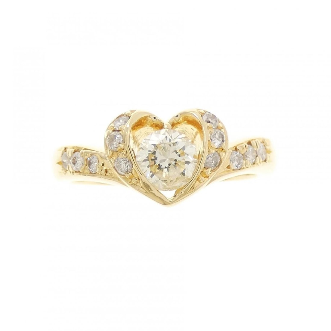 K18YG HEART DIAMOND RING - 2