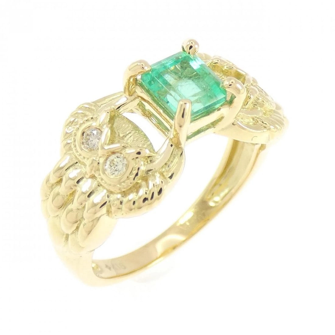 EMERALD RING: Emerald Ring Brand: None Type/Style: Ring Material: K18 yellow gold Main Stone Emerald Color: YG Size: US6 1/2 Accessories: None Accessories Notice: When purchasing pre-owned goods, please refer to